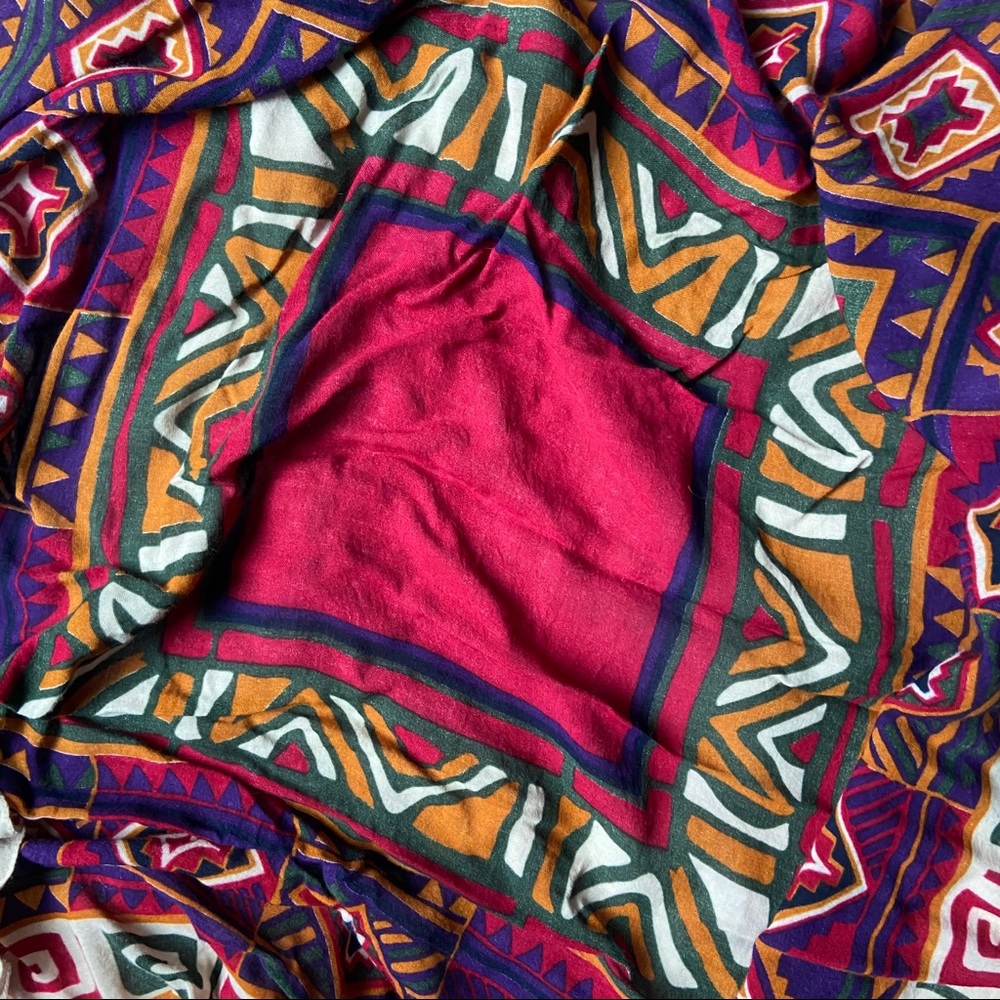 Vintage Multi Color Boho Square Scarf Wrap - Picture 4 of 6